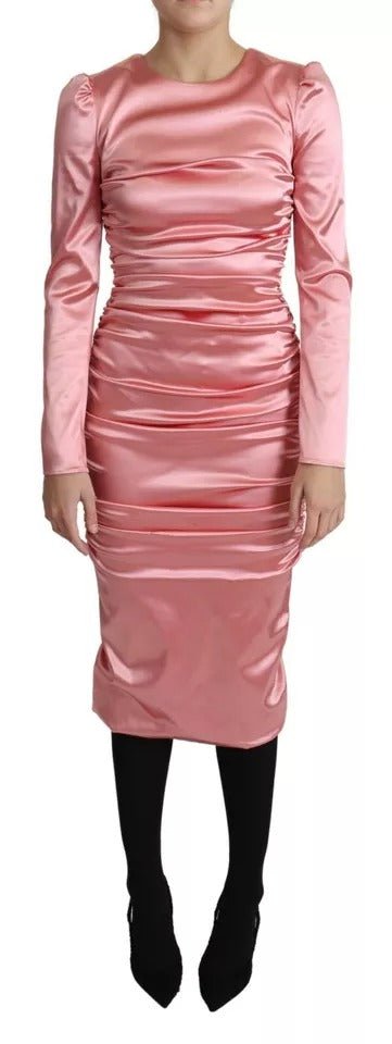 Dolce & Gabbana Pink Long Sleeves Bodycon Sheath Midi Dress - RIMODA
