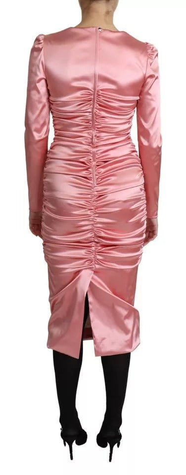 Dolce & Gabbana Pink Long Sleeves Bodycon Sheath Midi Dress - RIMODA