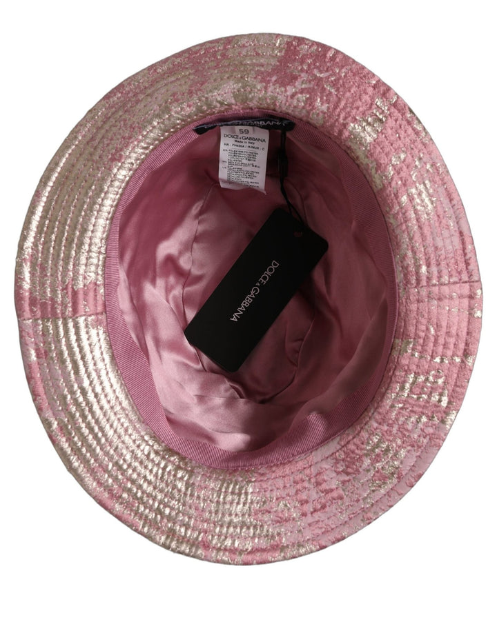 Dolce & Gabbana Pink Metallic Jacquard Pattern Bucket Capello Hat - RIMODA