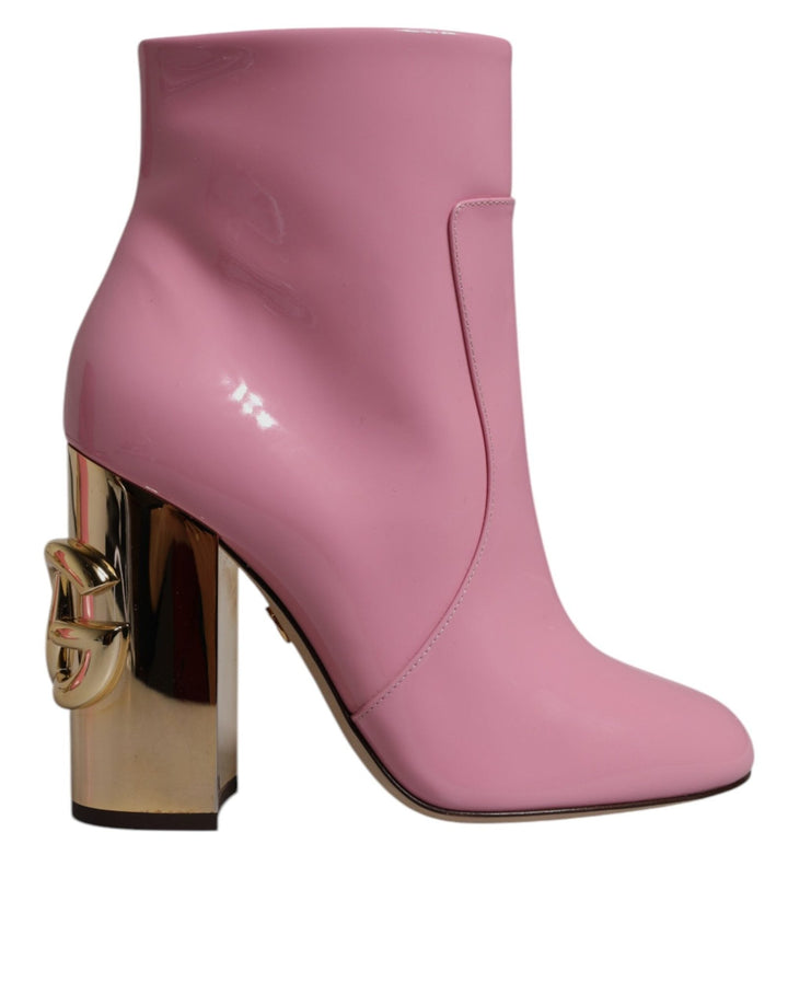 Dolce & Gabbana Pink Patent Leather Heel Mid Calf Boots Shoes - RIMODA