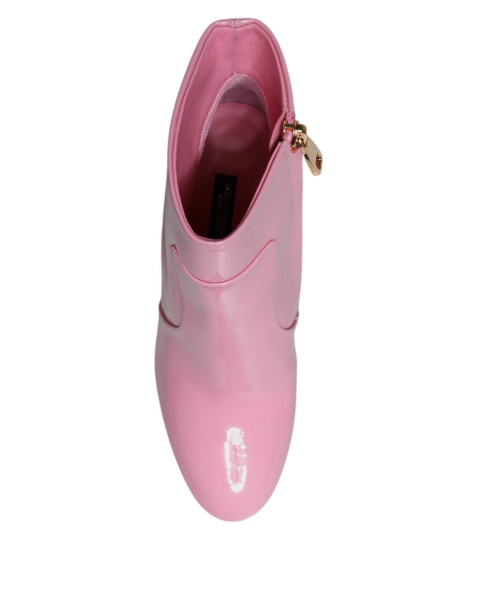 Dolce & Gabbana Pink Patent Leather Heel Mid Calf Boots Shoes - RIMODA