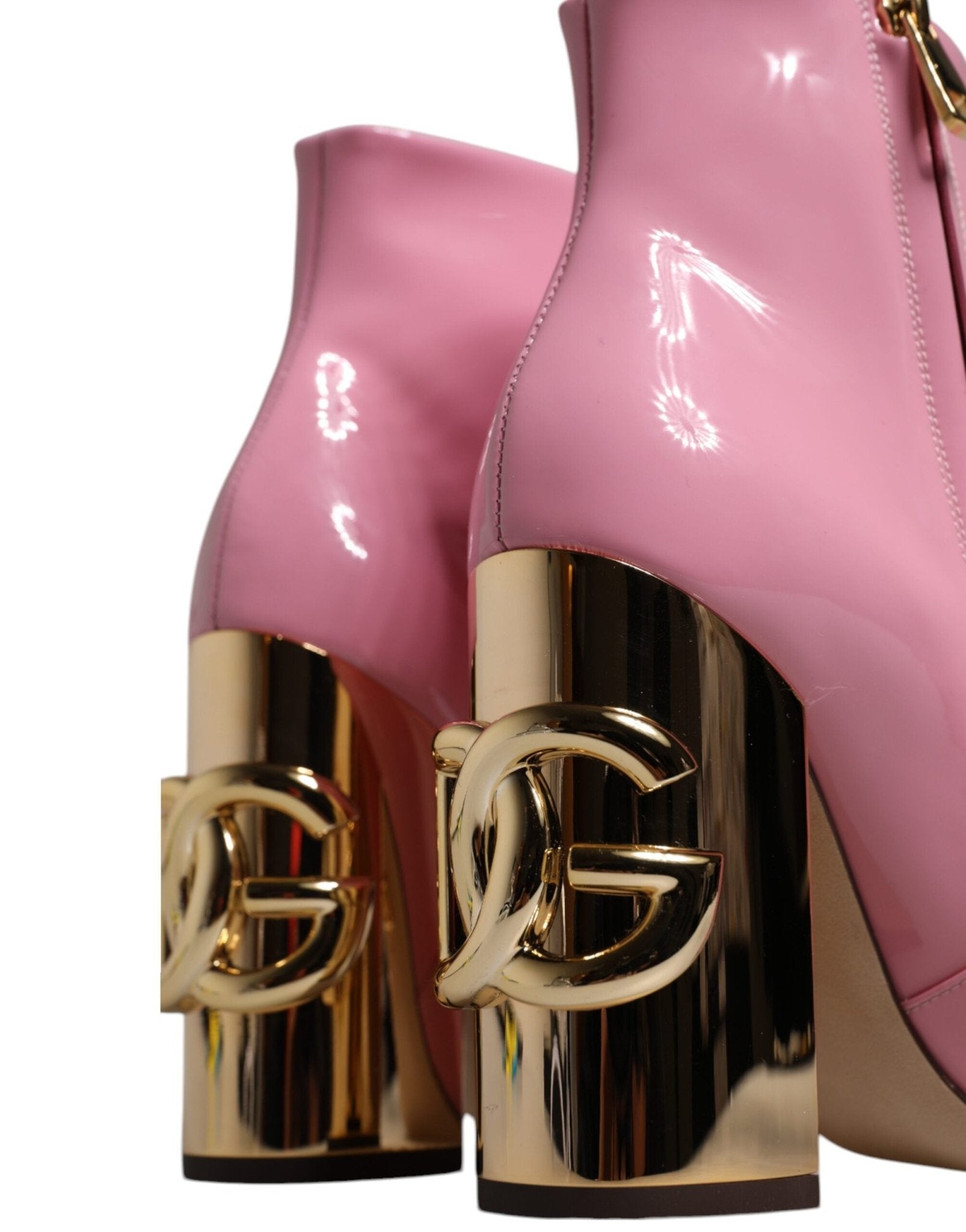 Dolce & Gabbana Pink Patent Leather Heel Mid Calf Boots Shoes - RIMODA