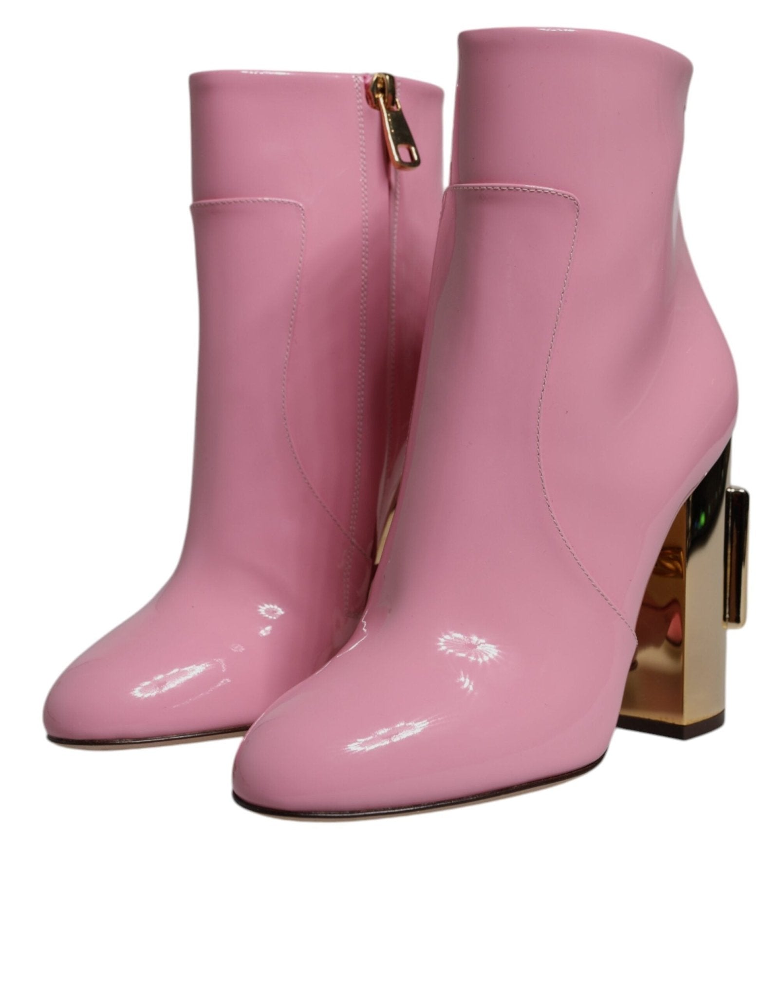 Dolce & Gabbana Pink Patent Leather Heel Mid Calf Boots Shoes - RIMODA