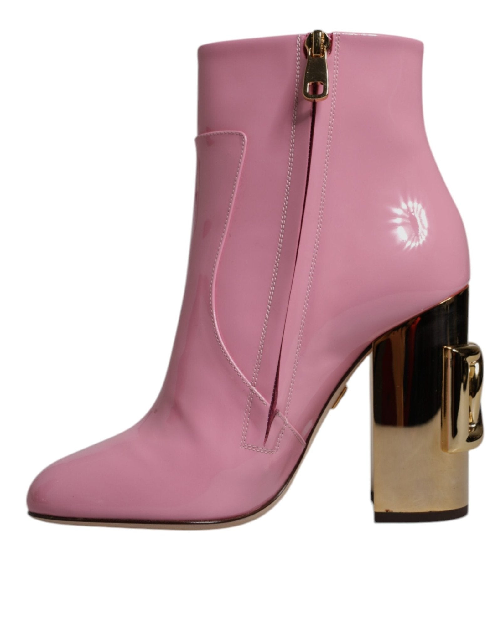Dolce & Gabbana Pink Patent Leather Heel Mid Calf Boots Shoes - RIMODA
