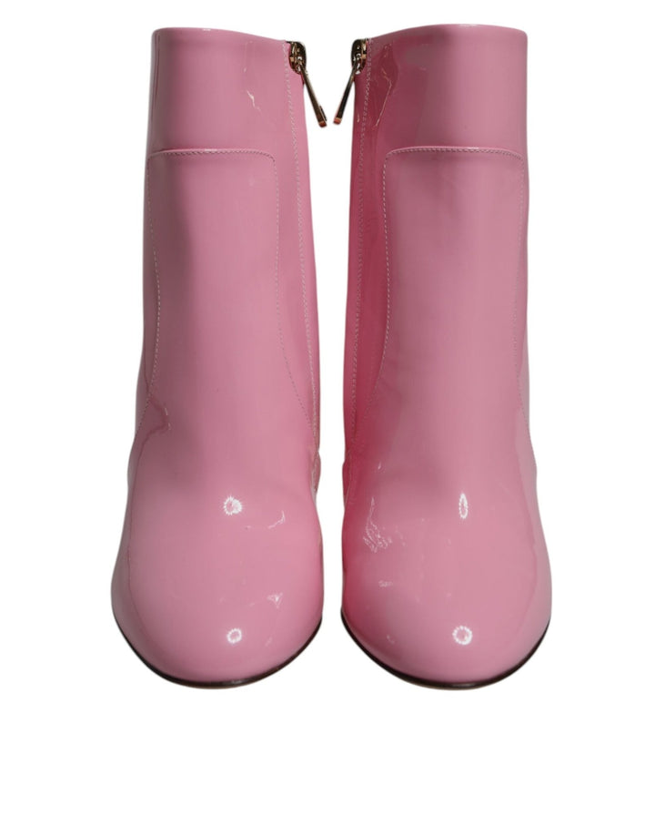Dolce & Gabbana Pink Patent Leather Heel Mid Calf Boots Shoes - RIMODA