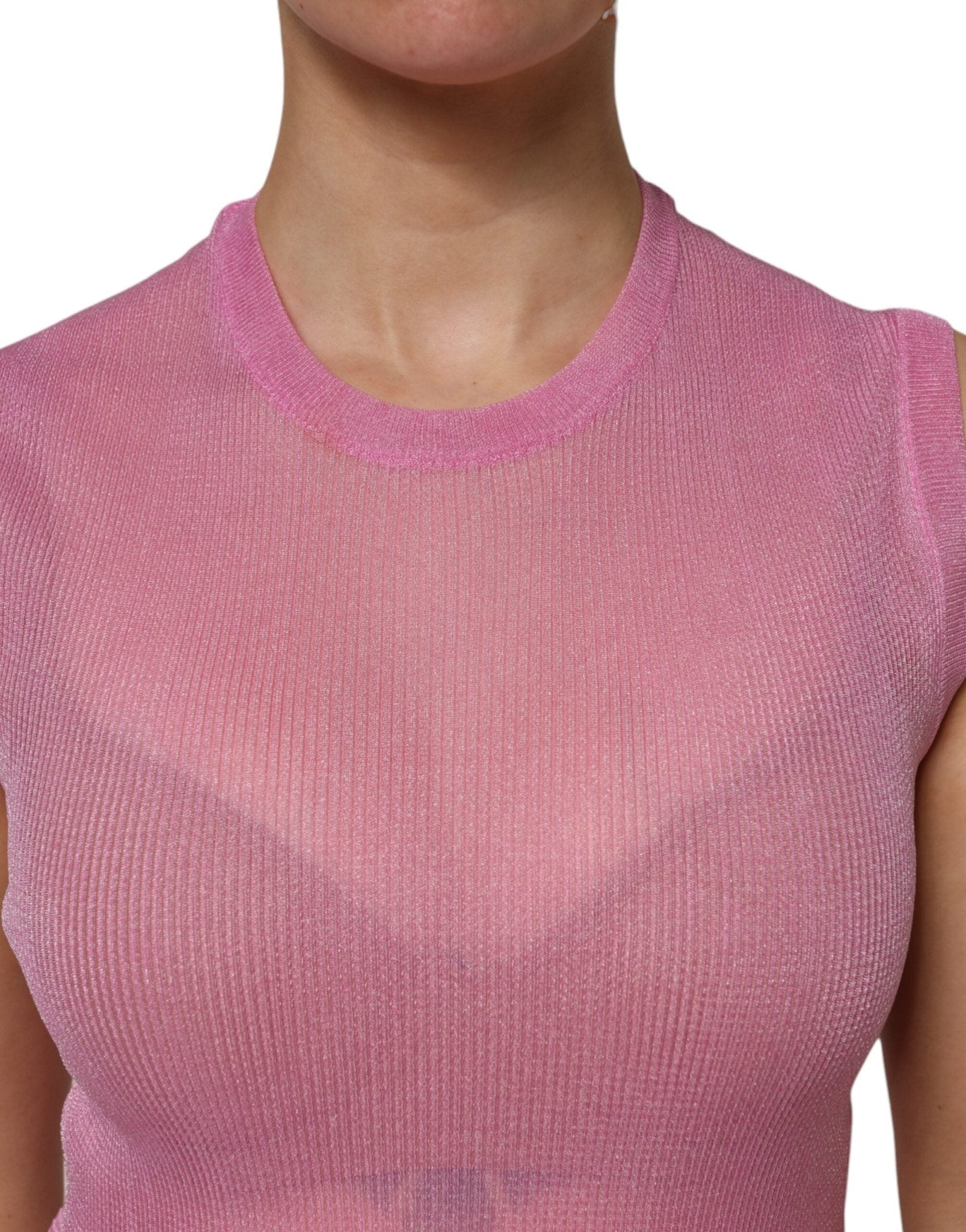 Dolce & Gabbana Pink Polyester Sleeveless Round Neck Tank Top - RIMODA