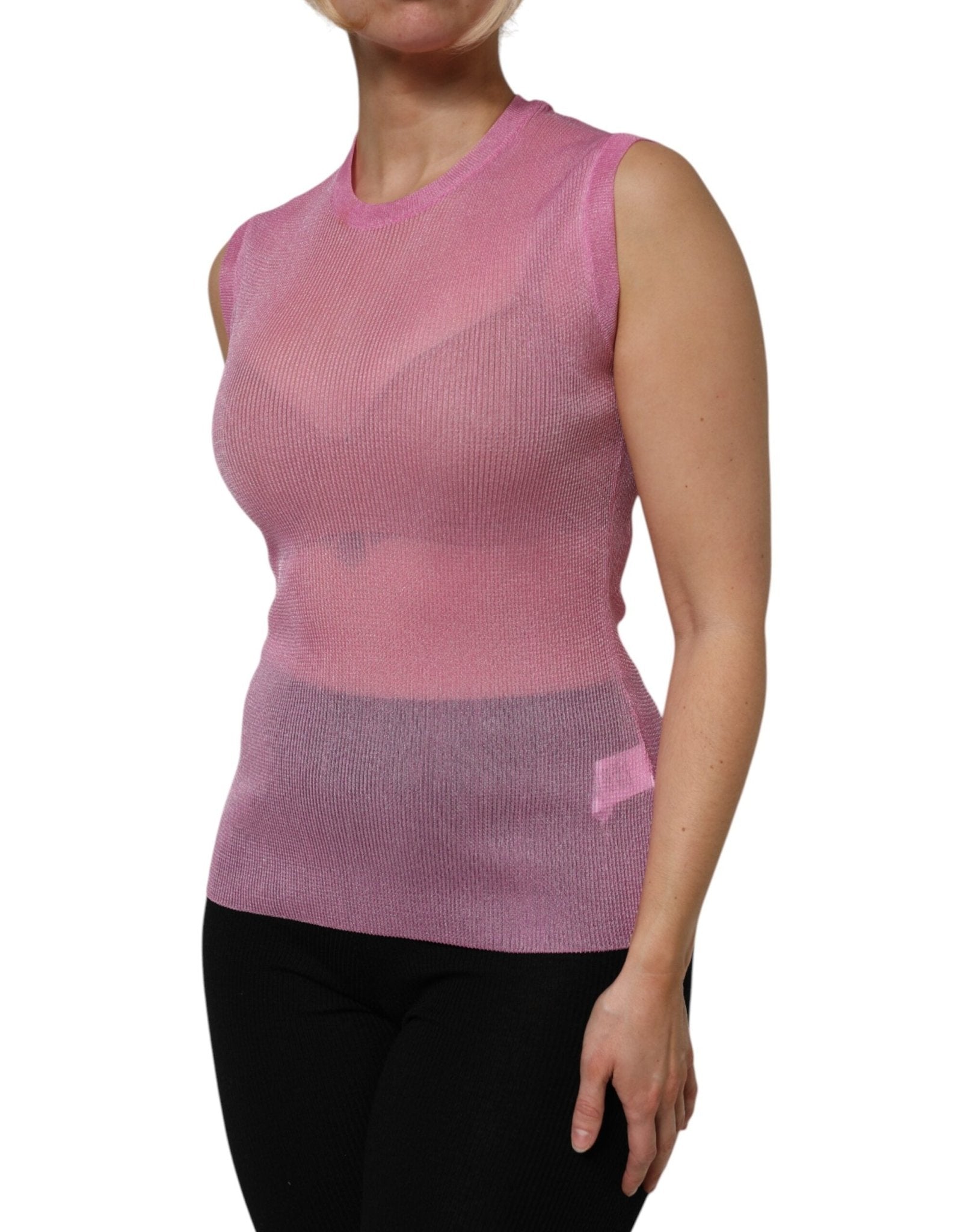 Dolce & Gabbana Pink Polyester Sleeveless Round Neck Tank Top - RIMODA