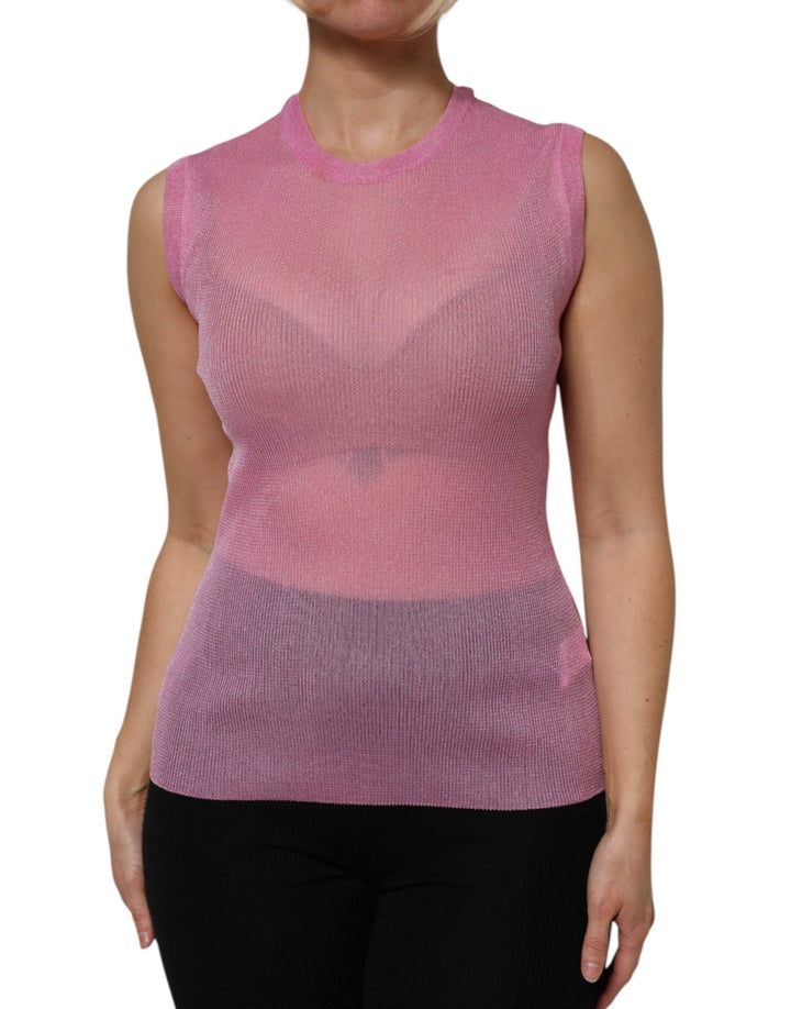 Dolce & Gabbana Pink Polyester Sleeveless Round Neck Tank Top - RIMODA