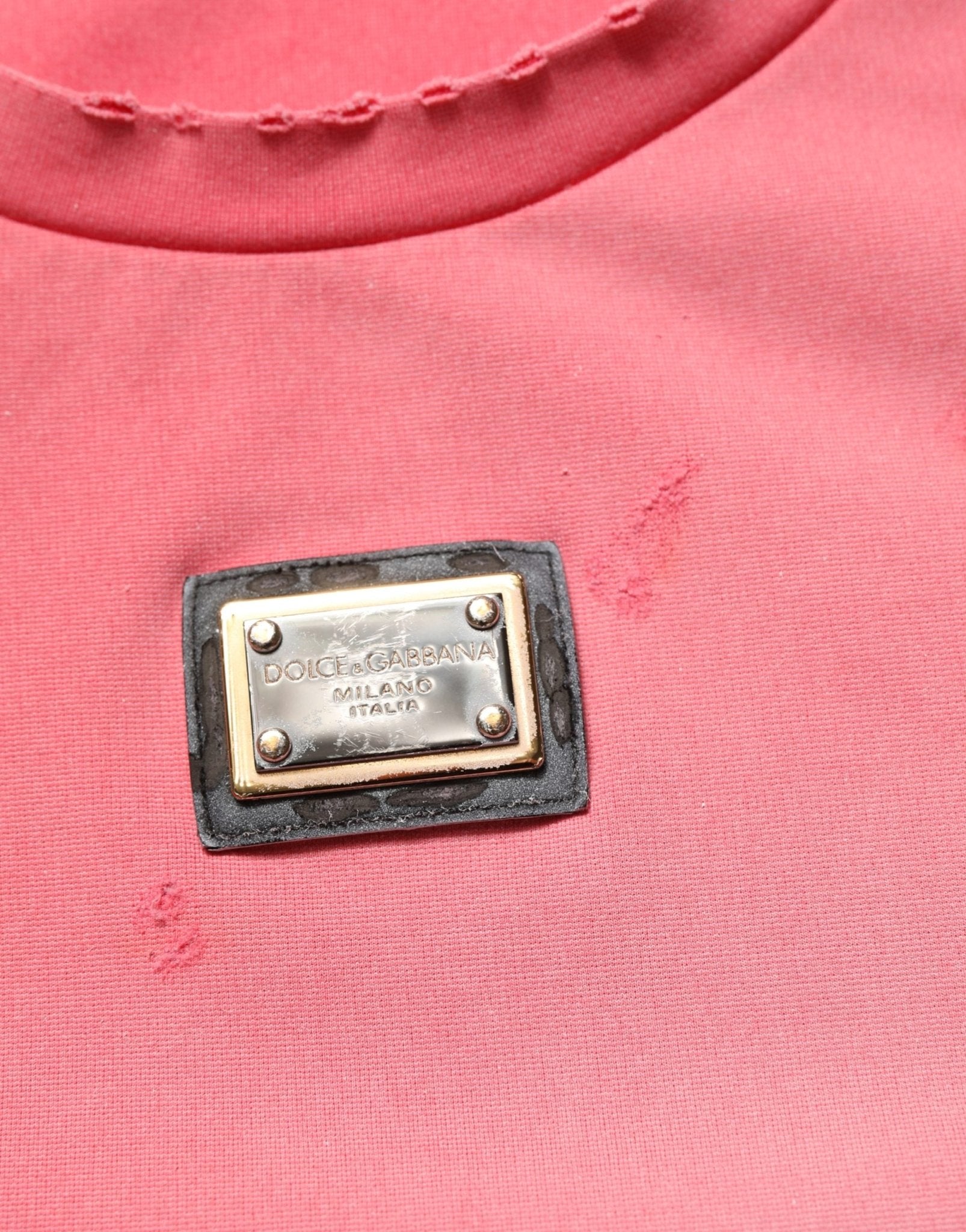 Dolce & Gabbana Pink Re-Edition Distressed Crew Neck T-shirt - RIMODA