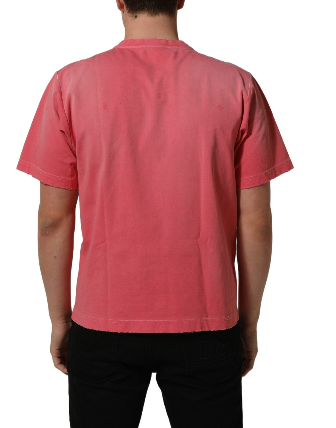 Dolce & Gabbana Pink Re-Edition Distressed Crew Neck T-shirt - RIMODA