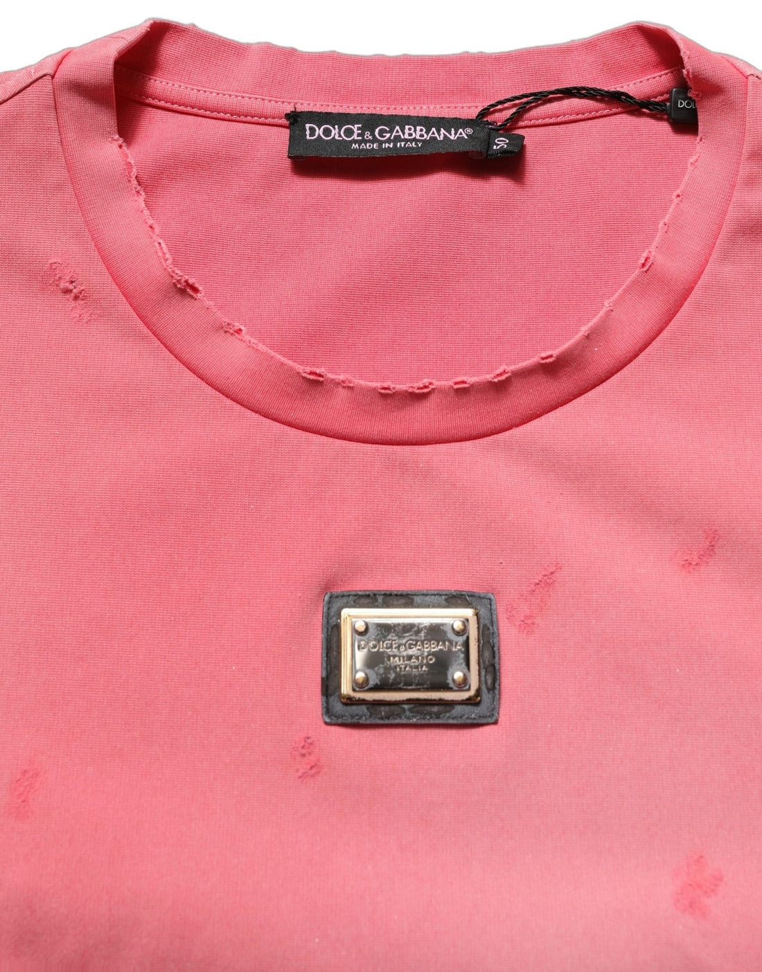 Dolce & Gabbana Pink Re-Edition Distressed Crew Neck T-shirt - RIMODA
