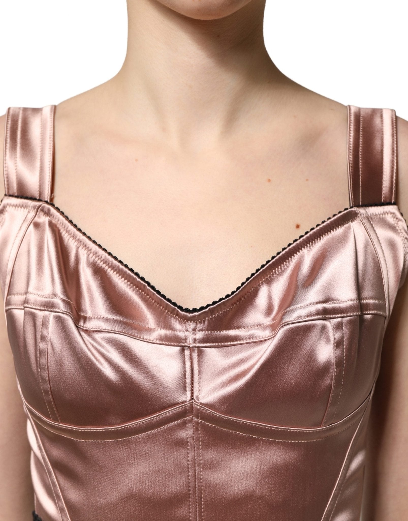 Dolce & Gabbana Pink Satin Sweetheart Sheath Corset Midi Dress - RIMODA