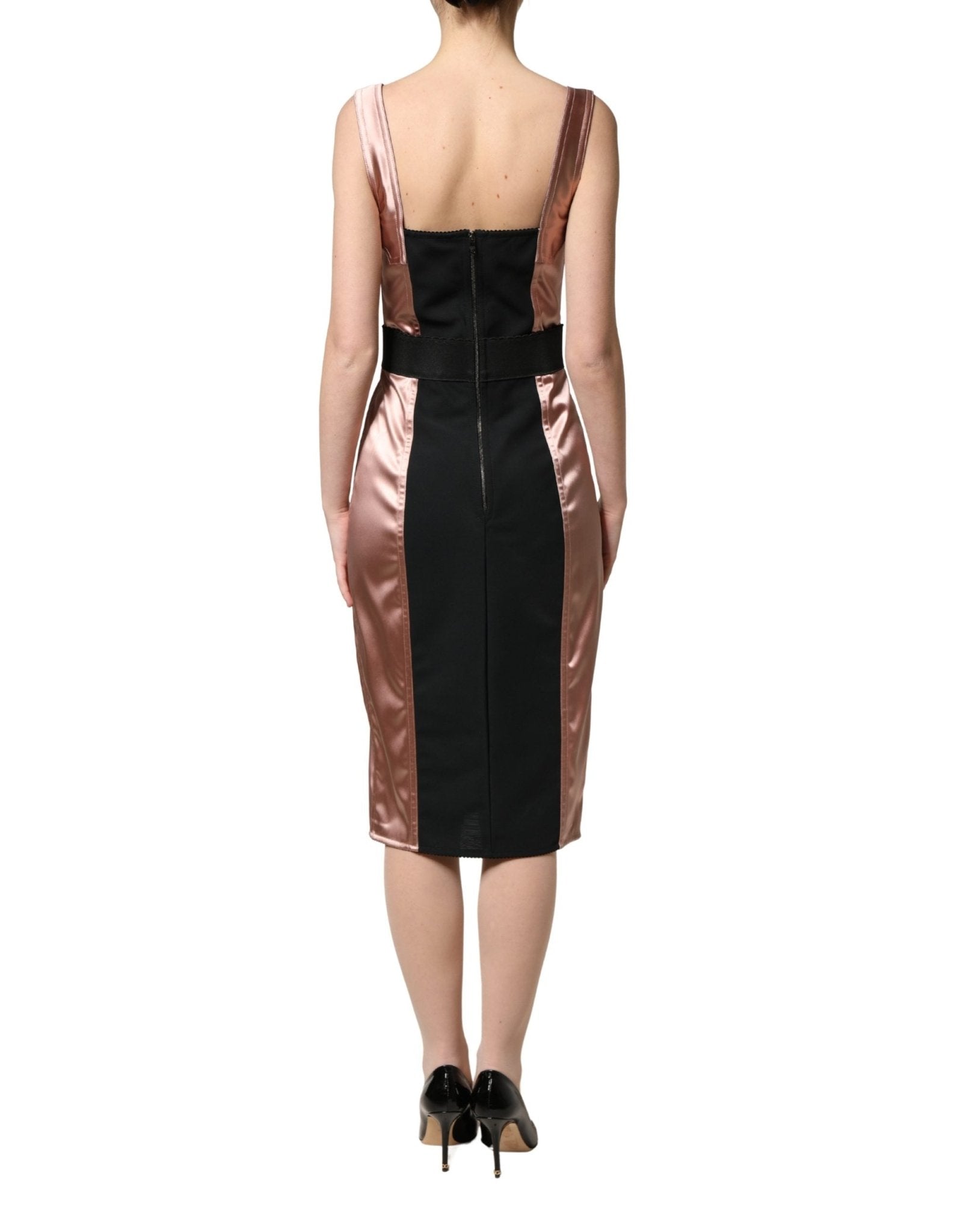 Dolce & Gabbana Pink Satin Sweetheart Sheath Corset Midi Dress - RIMODA