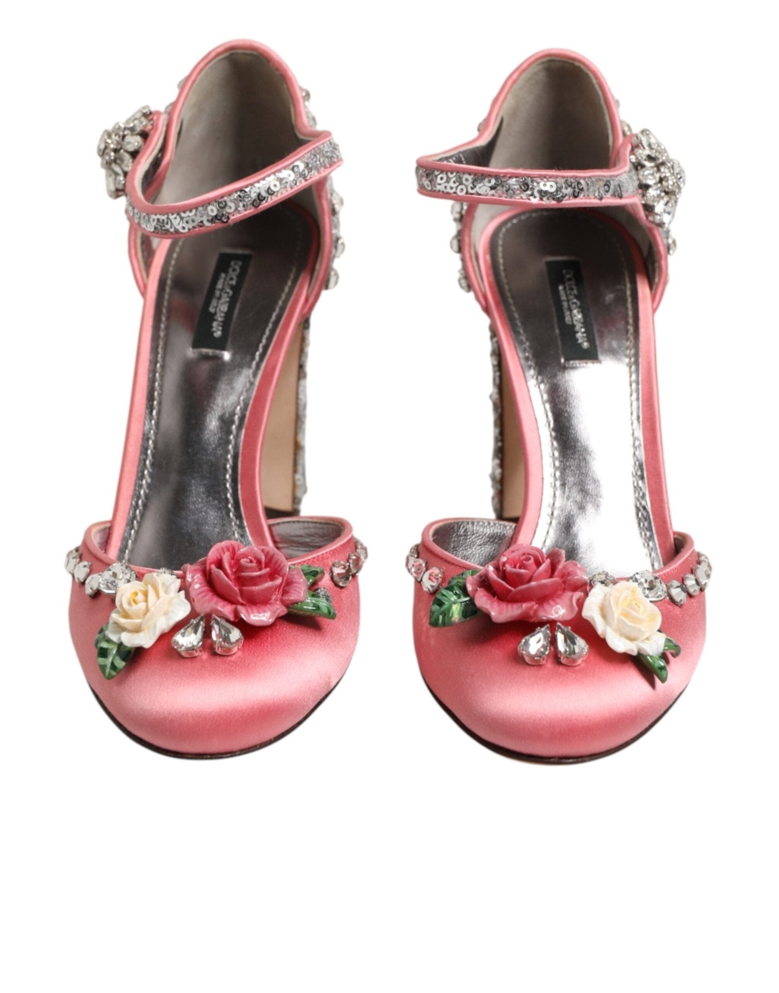 Dolce & Gabbana Pink Sequined Ankle Strap Sandals Shoes - RIMODA