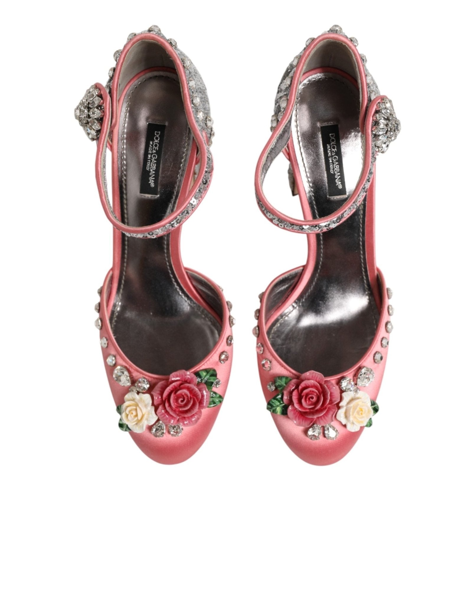 Dolce & Gabbana Pink Sequined Ankle Strap Sandals Shoes - RIMODA