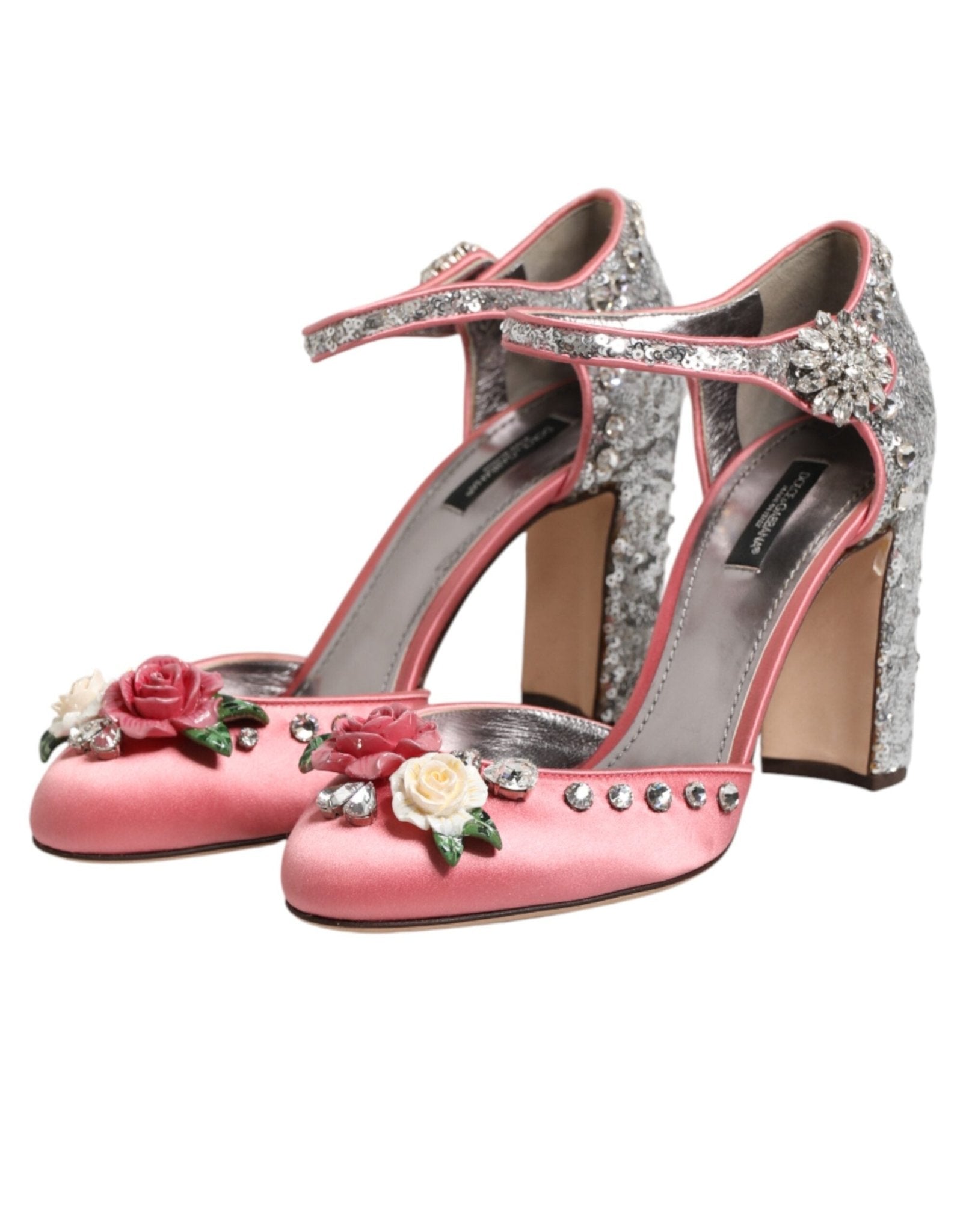 Dolce & Gabbana Pink Sequined Ankle Strap Sandals Shoes - RIMODA