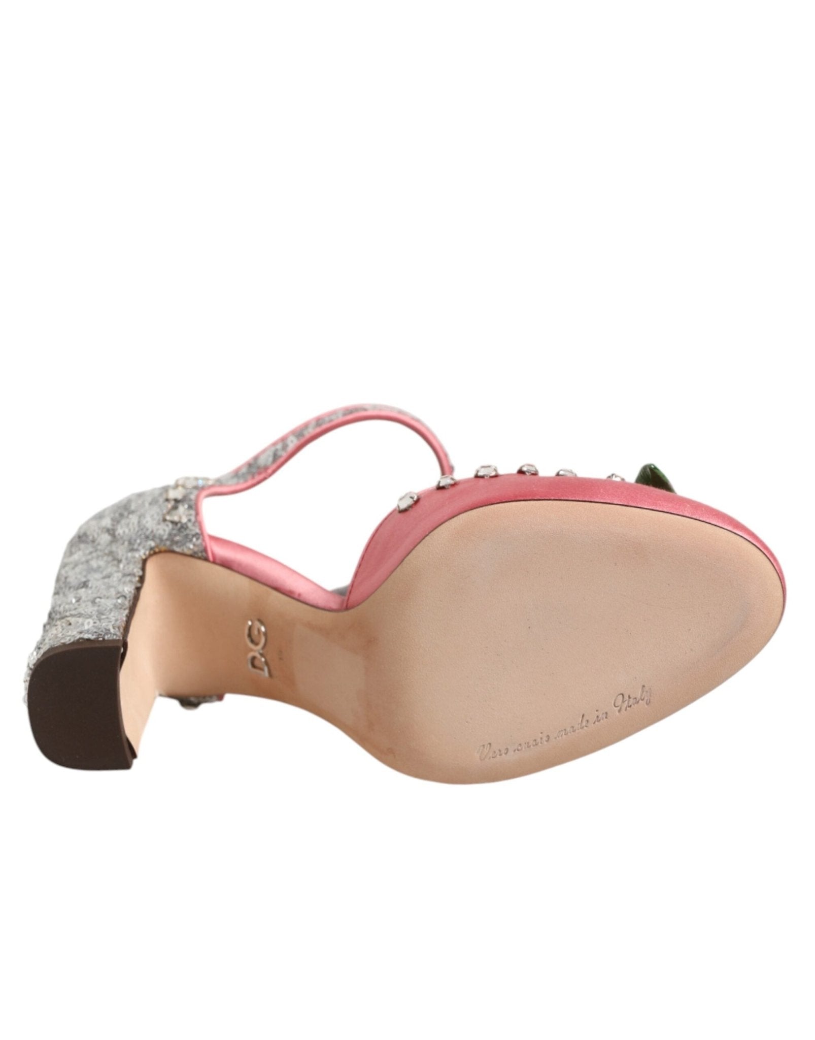 Dolce & Gabbana Pink Sequined Ankle Strap Sandals Shoes - RIMODA
