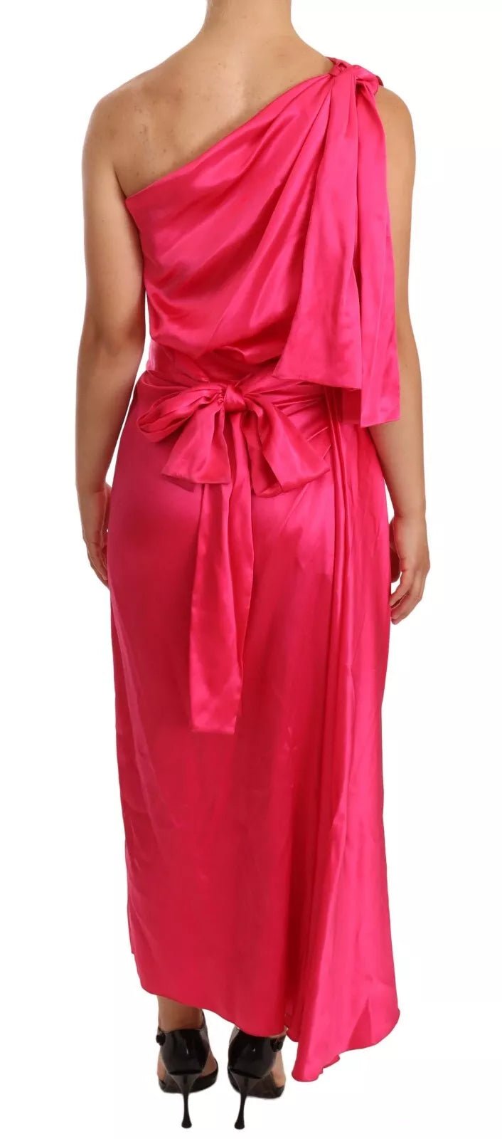 Dolce & Gabbana Pink Sheath Silk Bow Open Shoulder Dress - RIMODA