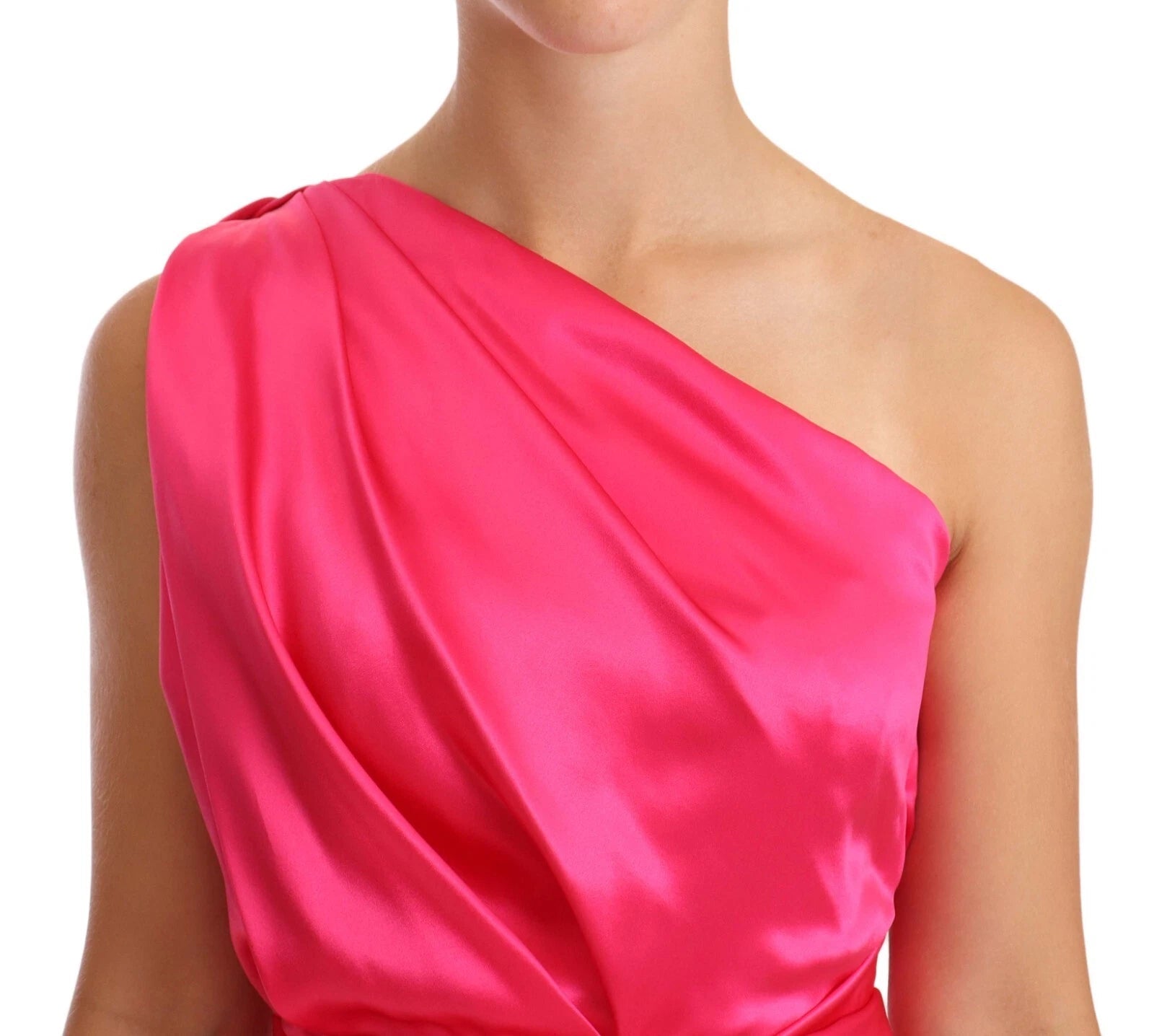 Dolce & Gabbana Pink Sheath Silk Bow Open Shoulder Dress - RIMODA