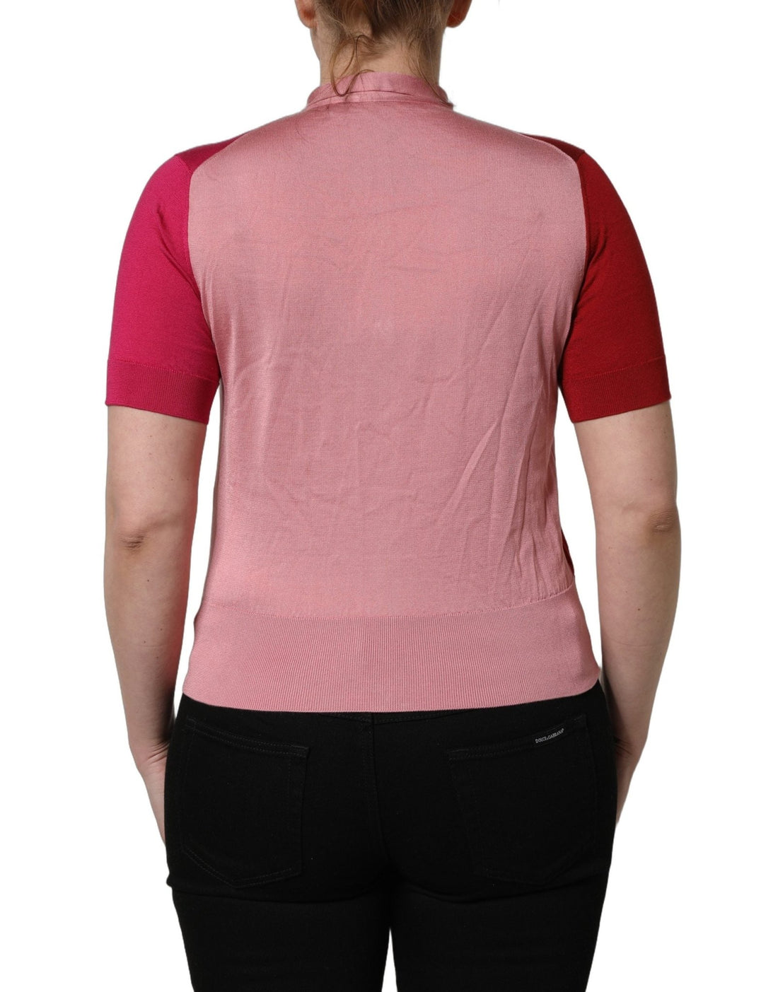 Dolce & Gabbana Pink Short Sleeves Buttoned Ascot Collar Top - RIMODA