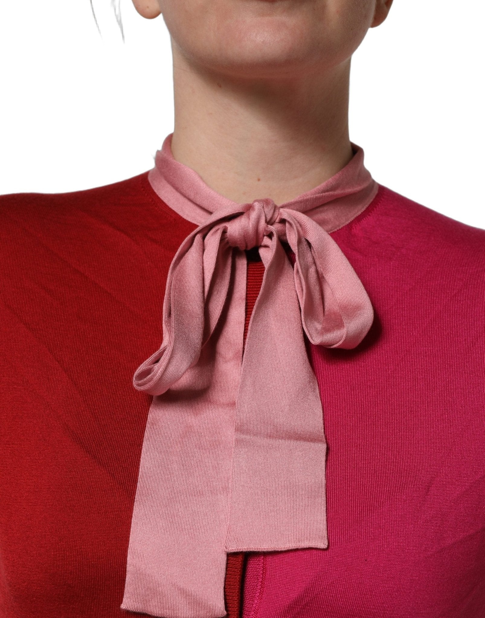 Dolce & Gabbana Pink Short Sleeves Buttoned Ascot Collar Top - RIMODA