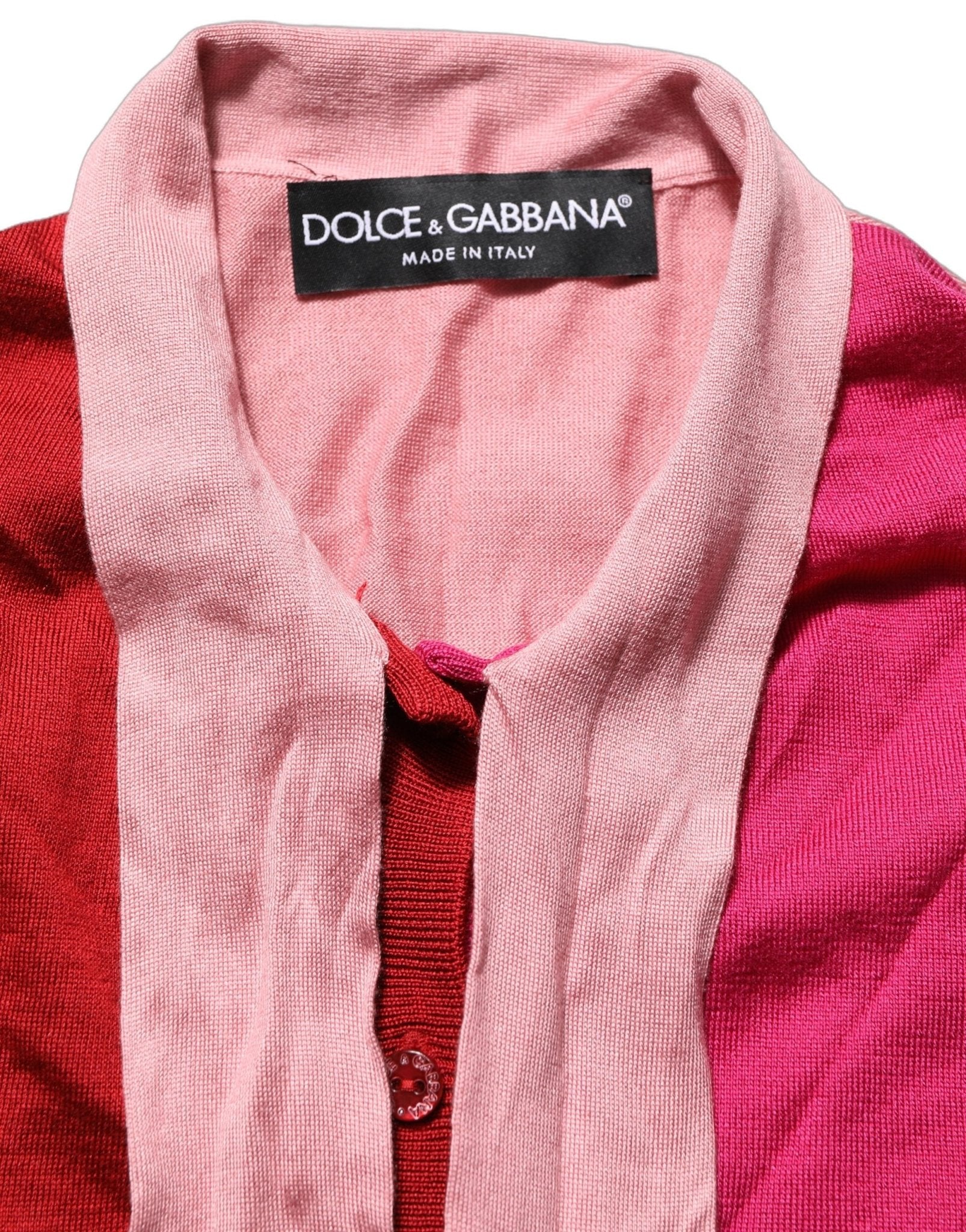 Dolce & Gabbana Pink Short Sleeves Buttoned Ascot Collar Top - RIMODA