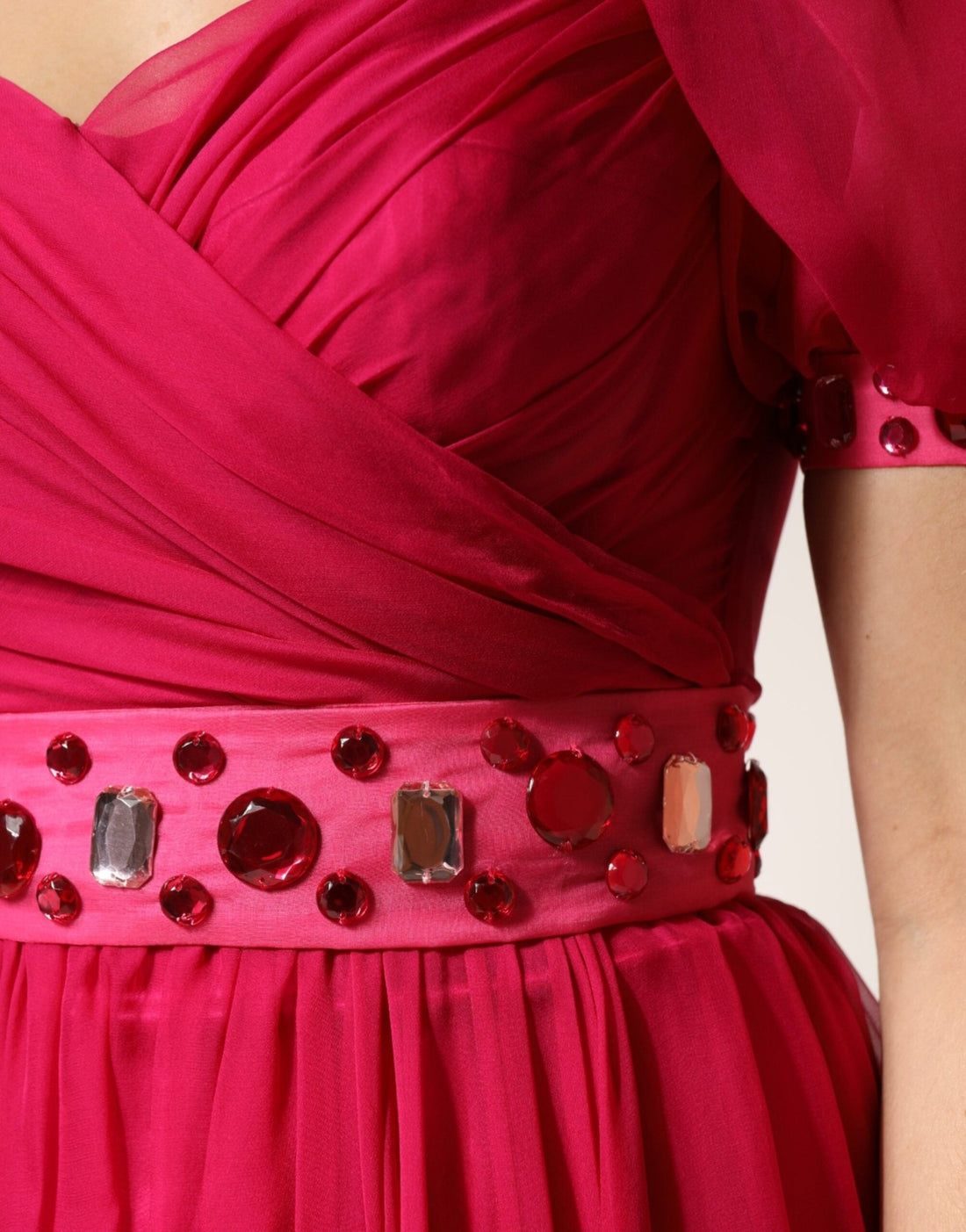 Dolce & Gabbana Pink Silk Embellished A-line Midi Dress - RIMODA