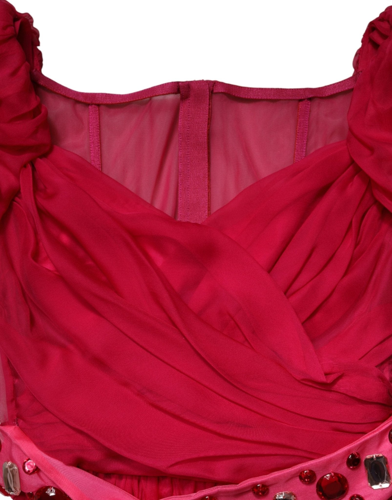 Dolce & Gabbana Pink Silk Embellished A-line Midi Dress - RIMODA