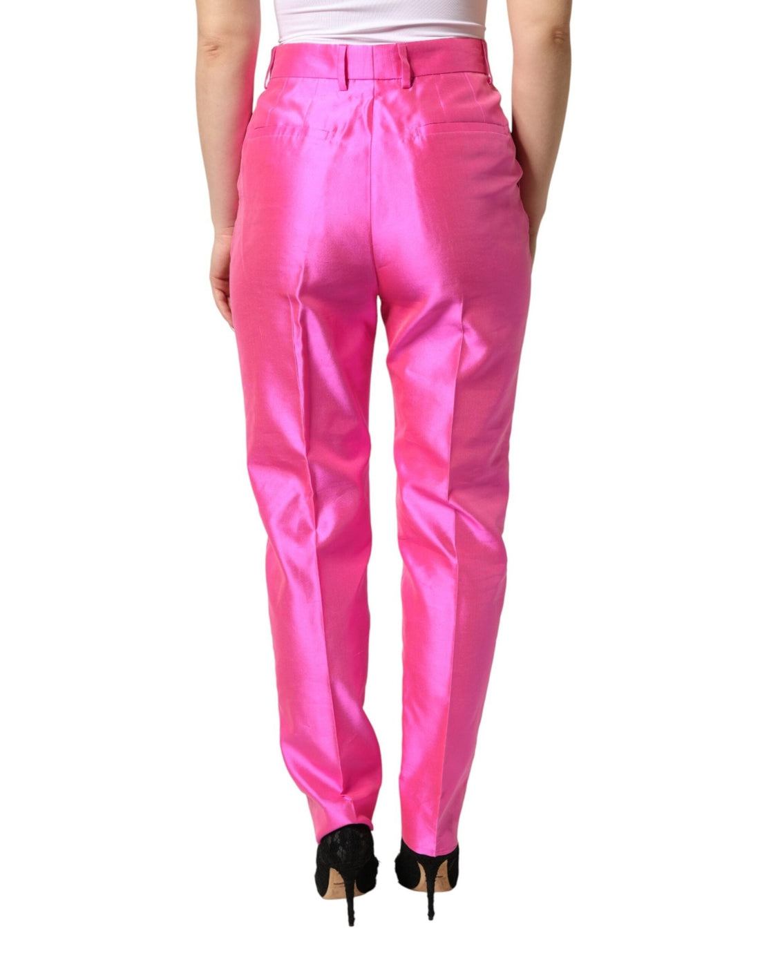 Dolce & Gabbana Pink Silk High Waist Dress Trousers Pants - RIMODA
