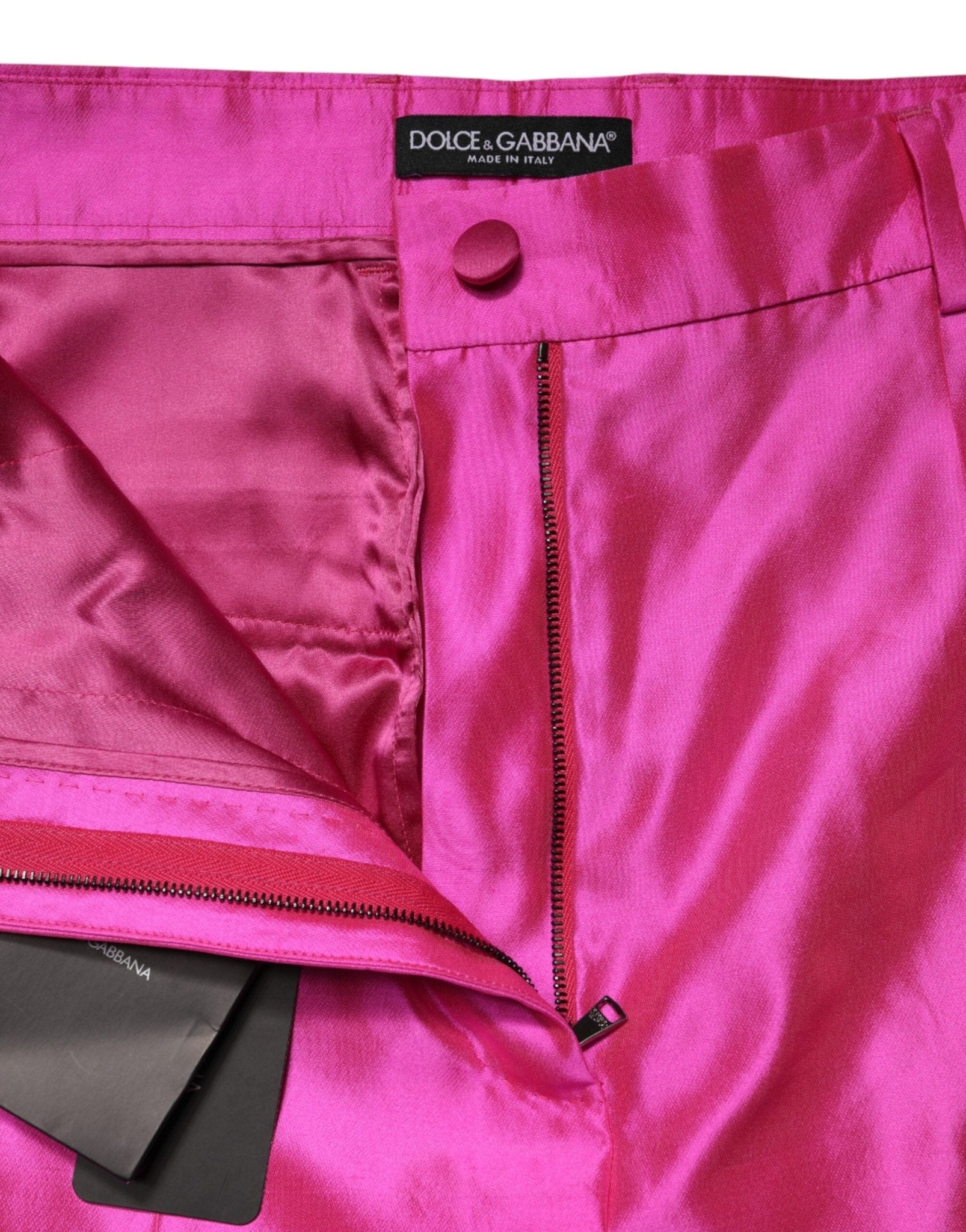 Dolce & Gabbana Pink Silk High Waist Dress Trousers Pants - RIMODA