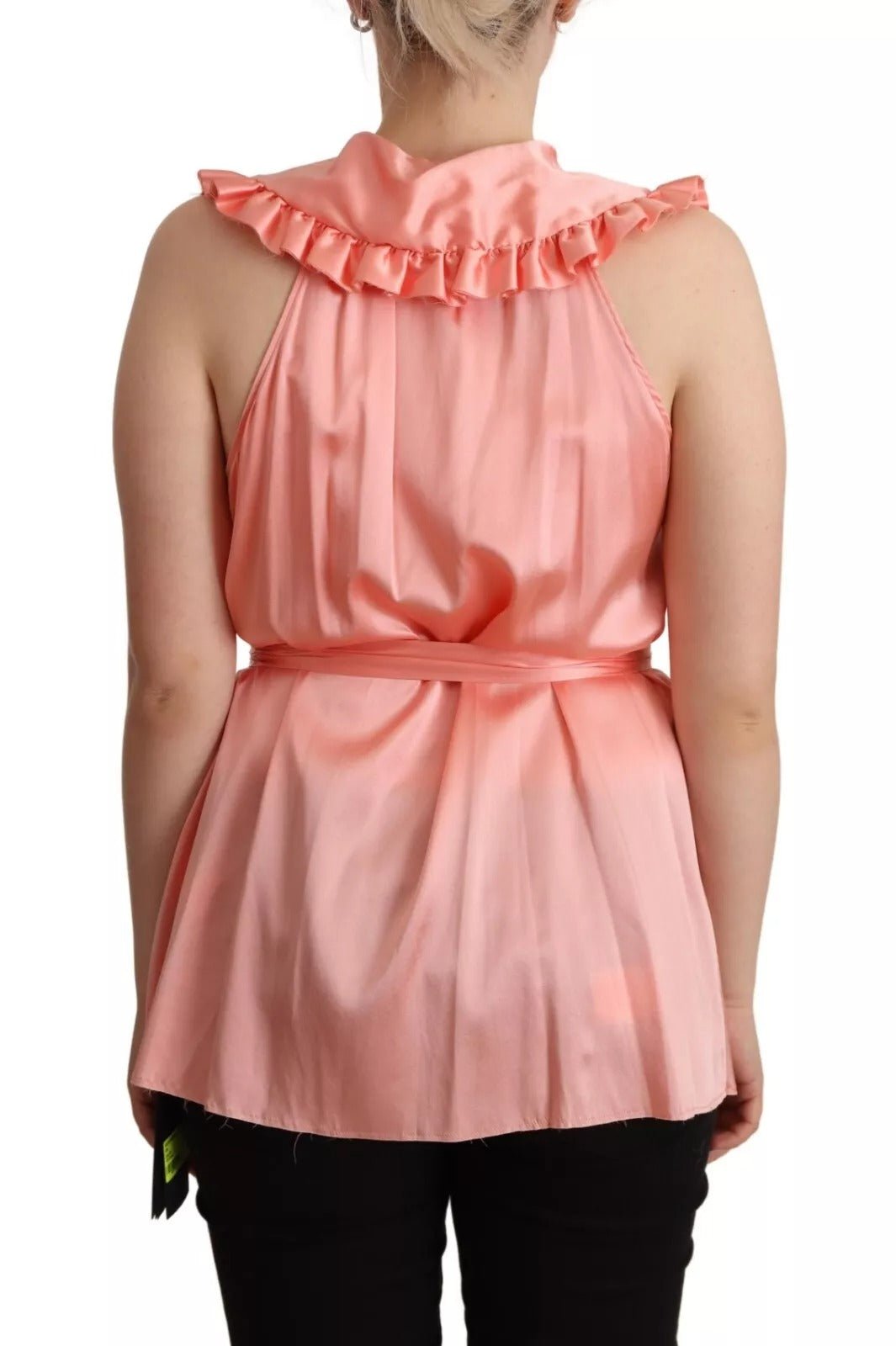 Dolce & Gabbana Pink Silk Stretch Sleeveless Collared Top Blouse - RIMODA