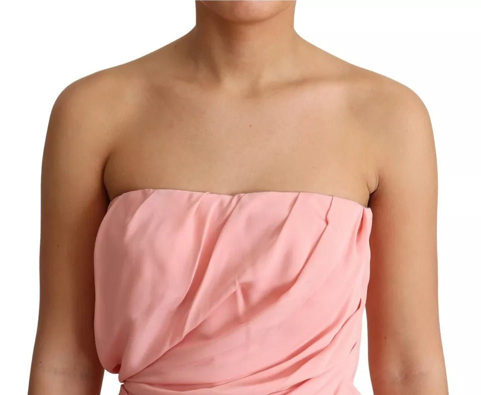 Dolce & Gabbana Pink Silk Stretch Strapless Sheath Midi Dress - RIMODA