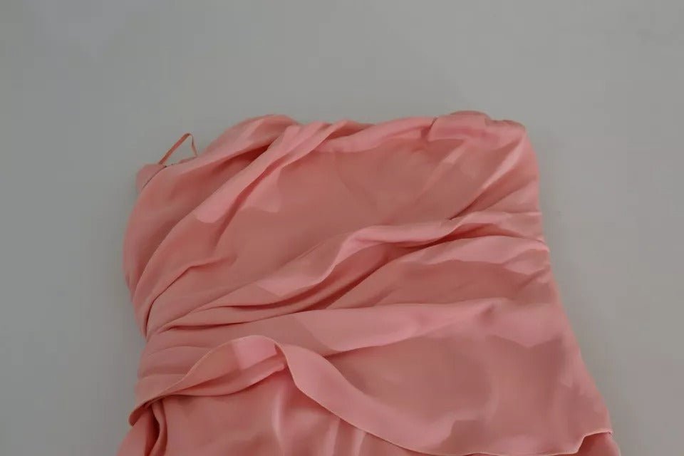 Dolce & Gabbana Pink Silk Stretch Strapless Sheath Midi Dress - RIMODA