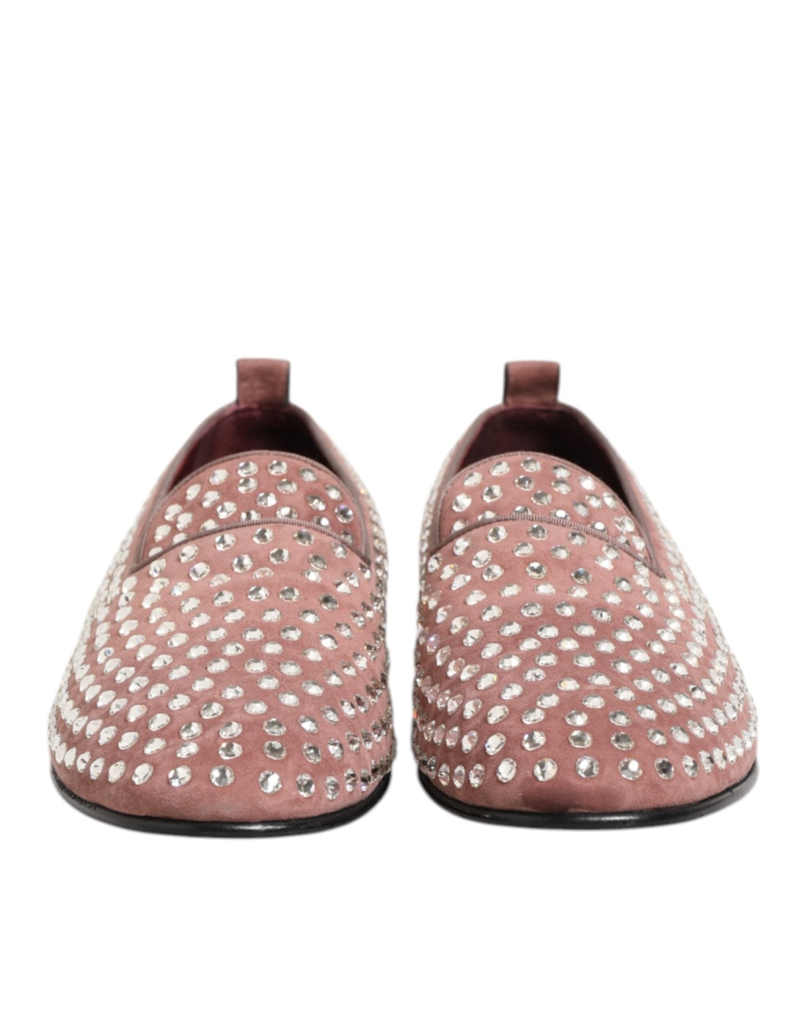 Dolce & Gabbana Pink Suede Crystals Loafers Men Dress Shoes - RIMODA