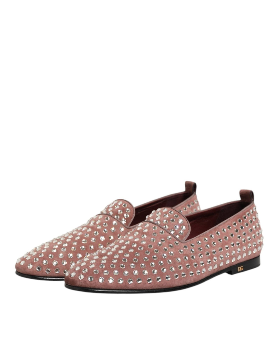 Dolce & Gabbana Pink Suede Crystals Loafers Men Dress Shoes - RIMODA
