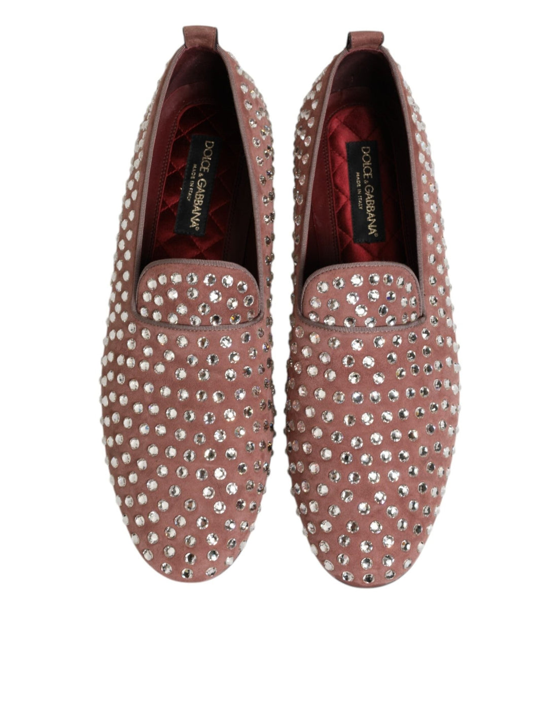 Dolce & Gabbana Pink Suede Crystals Loafers Men Dress Shoes - RIMODA