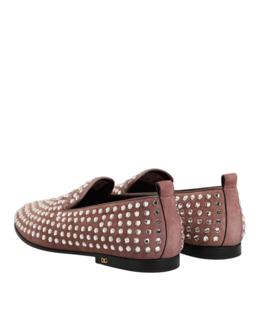 Dolce & Gabbana Pink Suede Crystals Loafers Men Dress Shoes - RIMODA