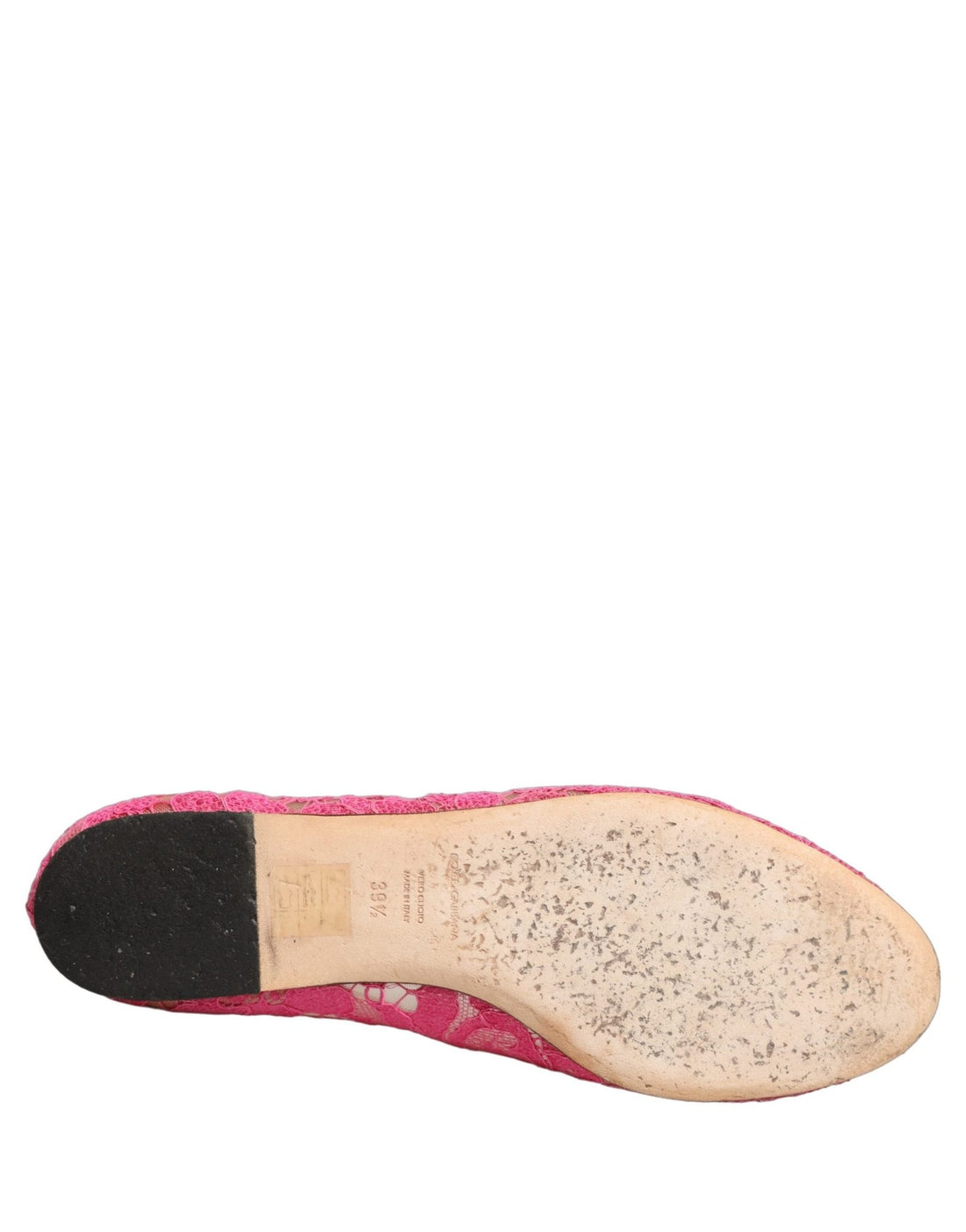 Dolce & Gabbana Pink Taormina Lace Crystals Flats Shoes - RIMODA