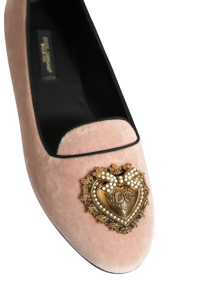 Dolce & Gabbana Pink Velvet Devotion Loafers Flats Shoes - RIMODA