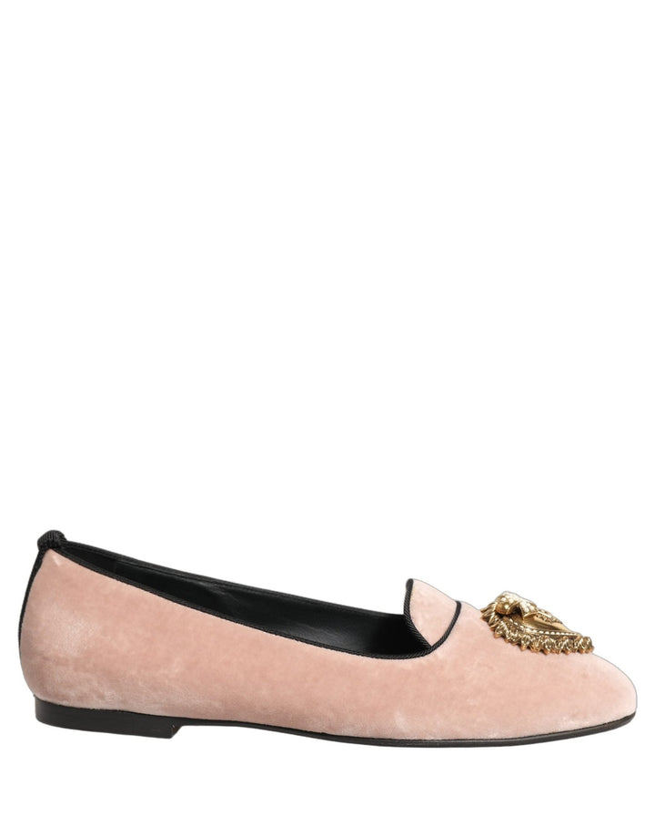 Dolce & Gabbana Pink Velvet Devotion Loafers Flats Shoes - RIMODA