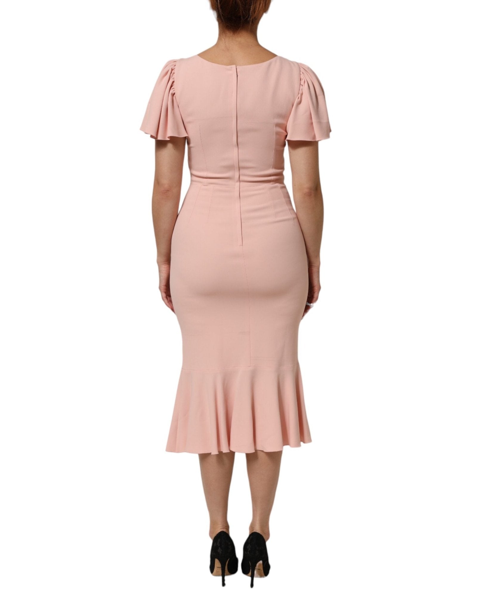 Dolce & Gabbana Pink Viscose Fit Flared Sheath Midi Dress - RIMODA