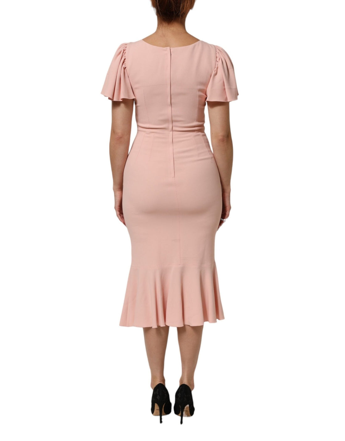 Dolce & Gabbana Pink Viscose Fit Flared Sheath Midi Dress - RIMODA