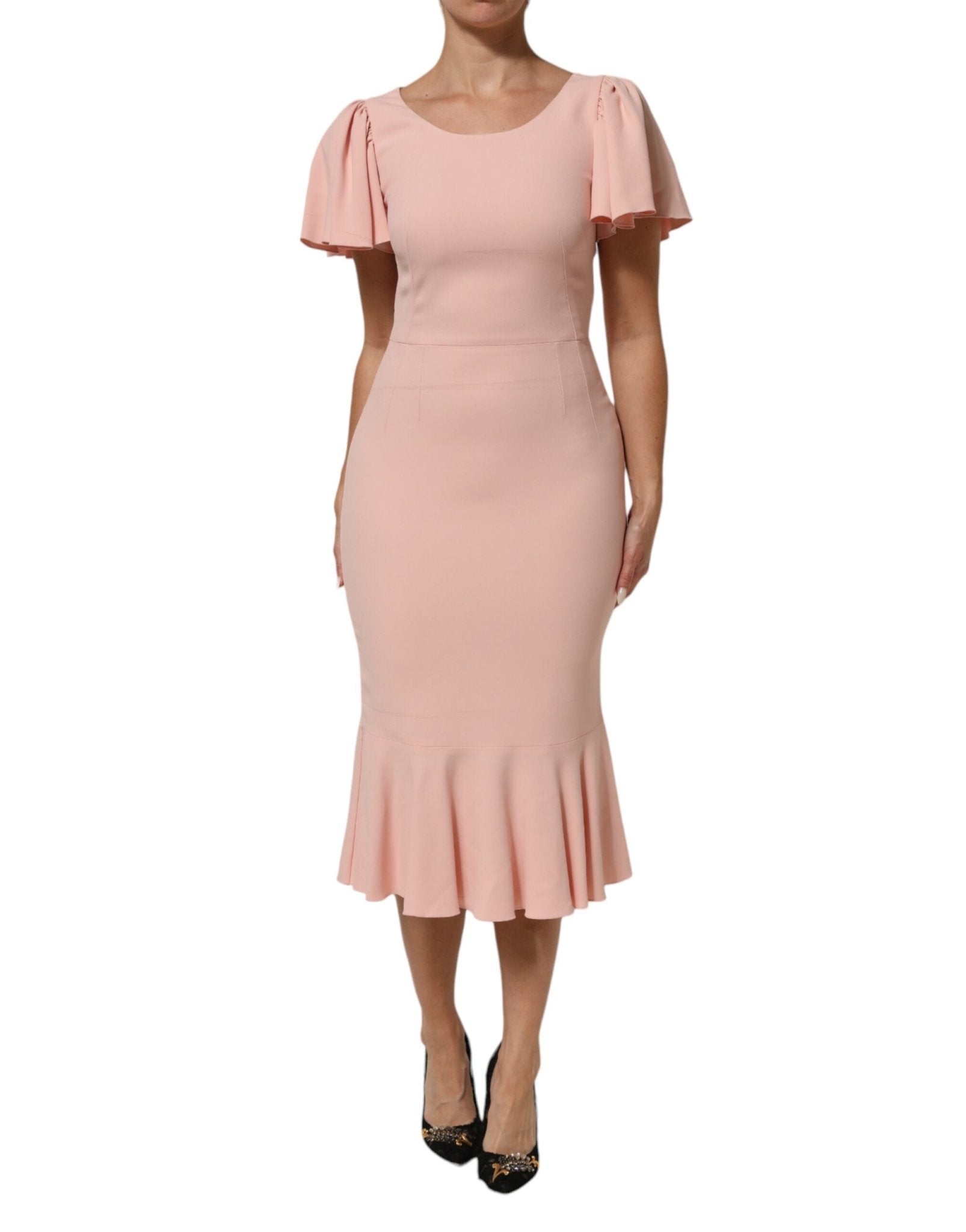 Dolce & Gabbana Pink Viscose Fit Flared Sheath Midi Dress - RIMODA