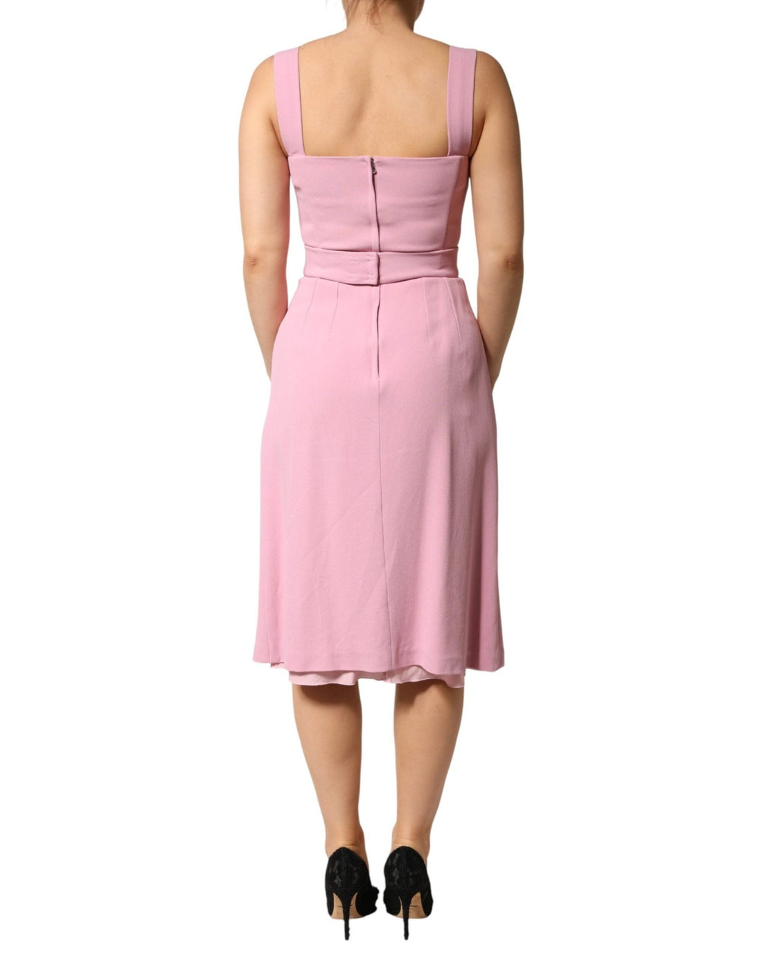 Dolce & Gabbana Pink Viscose Sleeveless Sheath Midi Dress - RIMODA