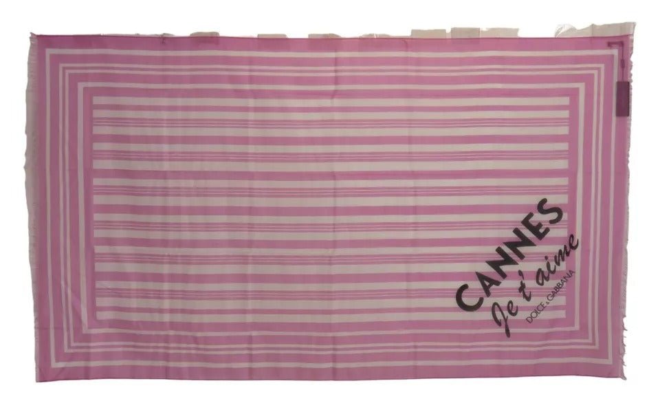 Dolce & Gabbana Pink White Striped Cotton Wrap Shawl Scarf - RIMODA