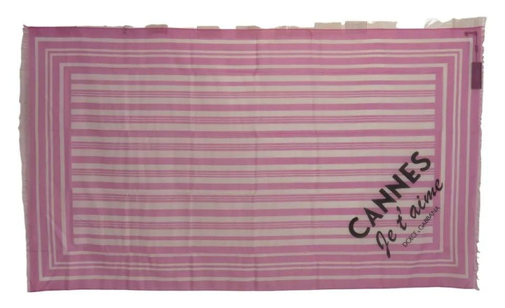 Dolce & Gabbana Pink White Striped Cotton Wrap Shawl Scarf - RIMODA