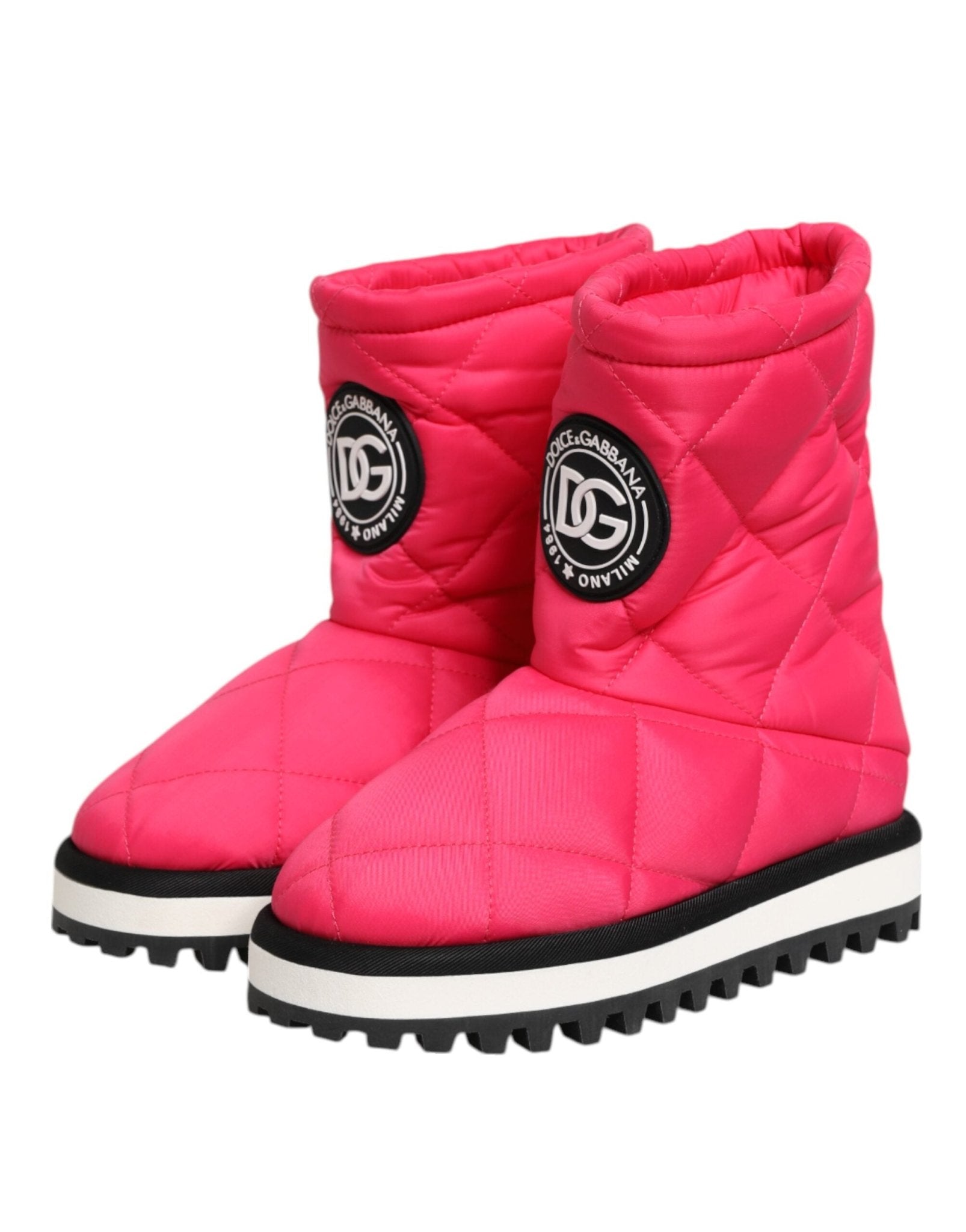 Dolce & Gabbana Pink White Viscose Padded Mid Calf Boots Shoes - RIMODA