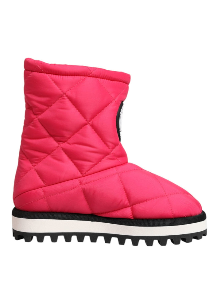 Dolce & Gabbana Pink White Viscose Padded Mid Calf Boots Shoes - RIMODA