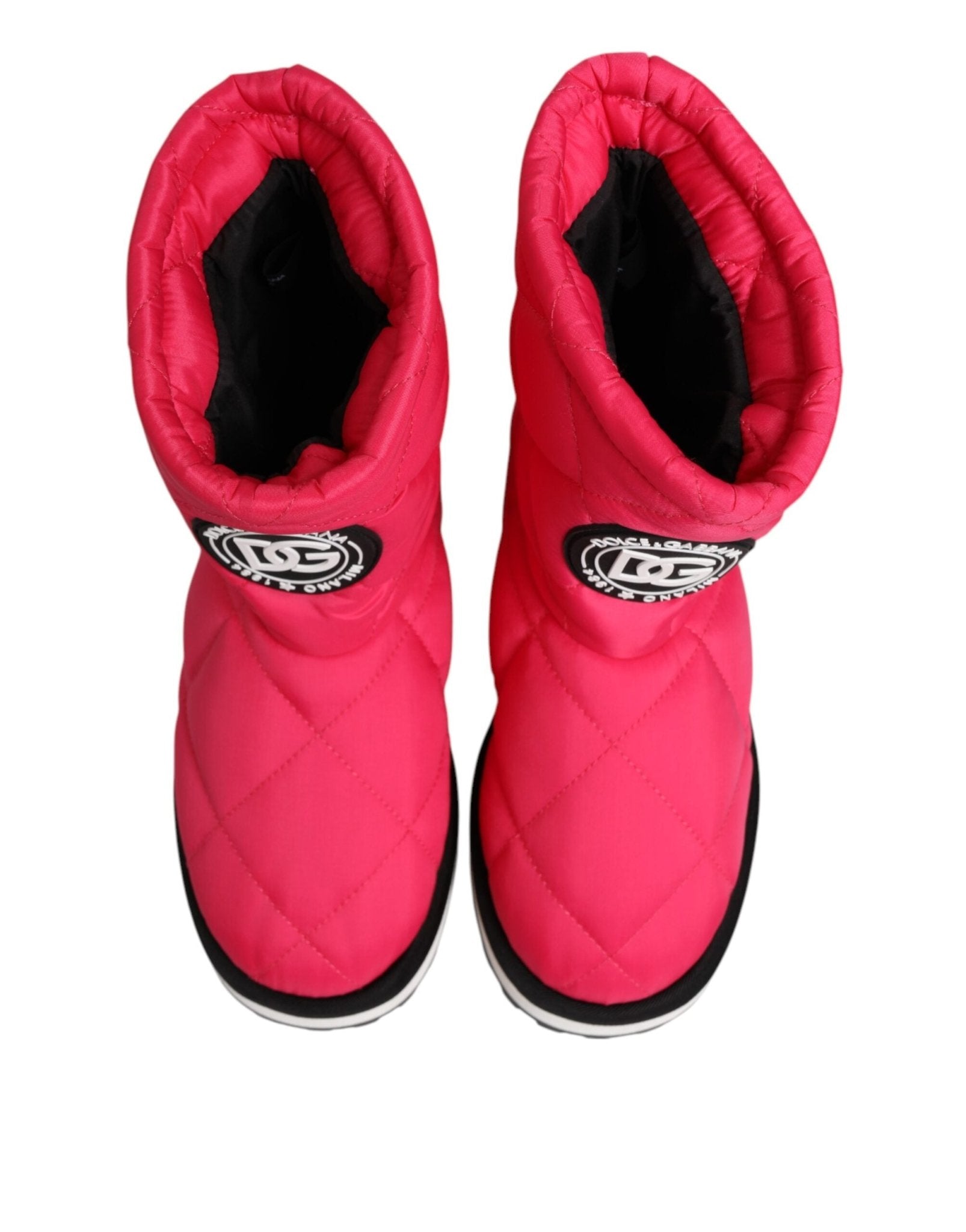 Dolce & Gabbana Pink White Viscose Padded Mid Calf Boots Shoes - RIMODA