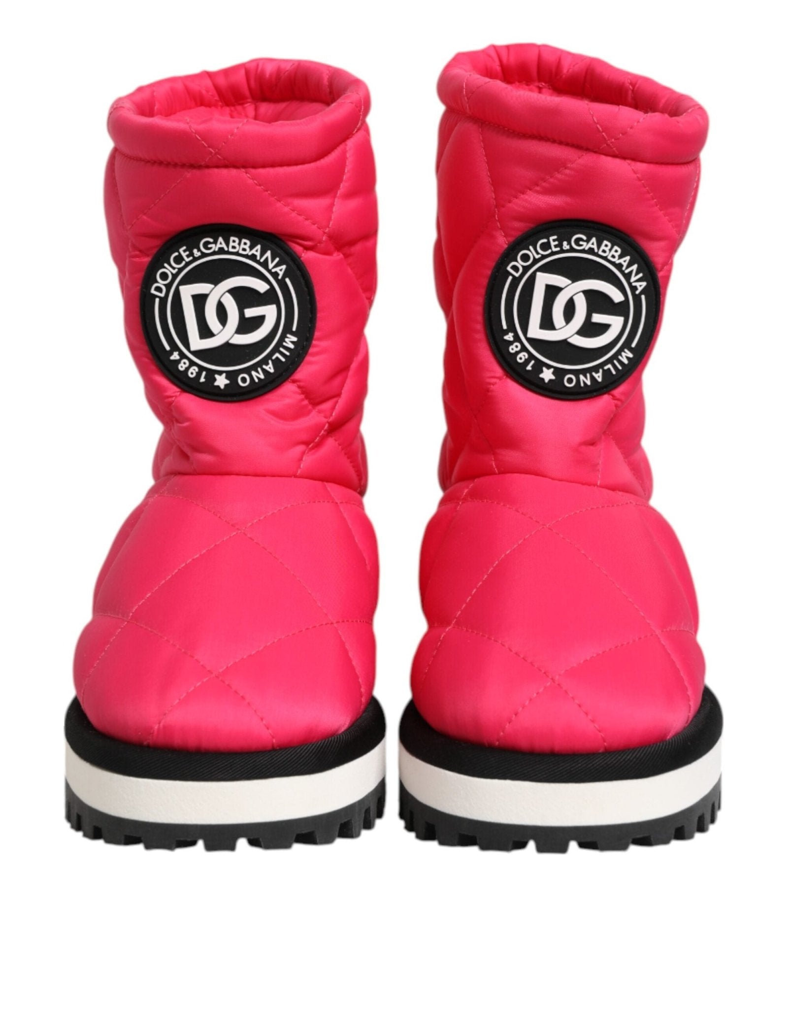 Dolce & Gabbana Pink White Viscose Padded Mid Calf Boots Shoes - RIMODA